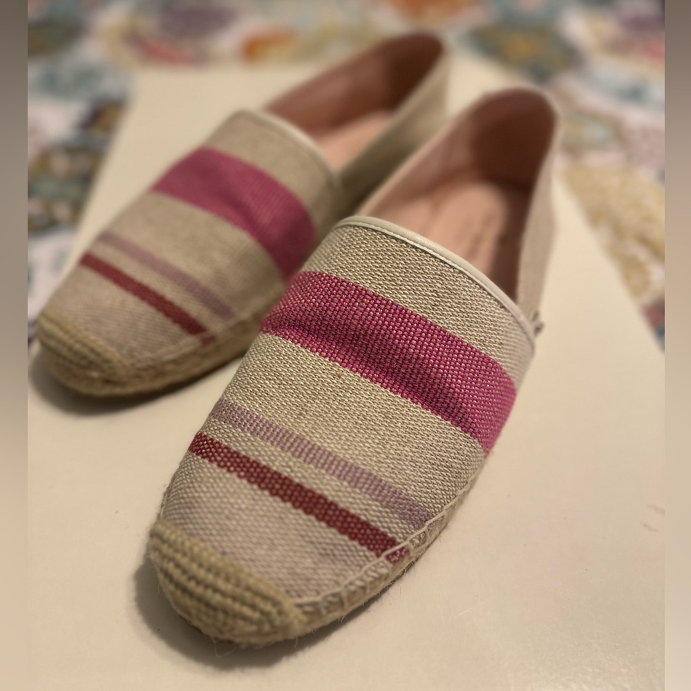 Kate Spade Gramercy Striped Pink and Beige Beachy Coastal Espadrilles